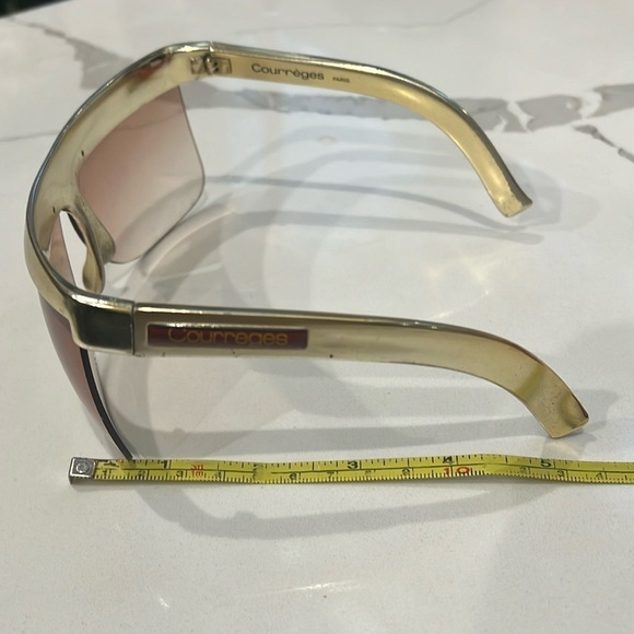 Original COURREGES 7853 Wraparound 1980’s Goldtone Half Frame Shield Sunglasses main image 14